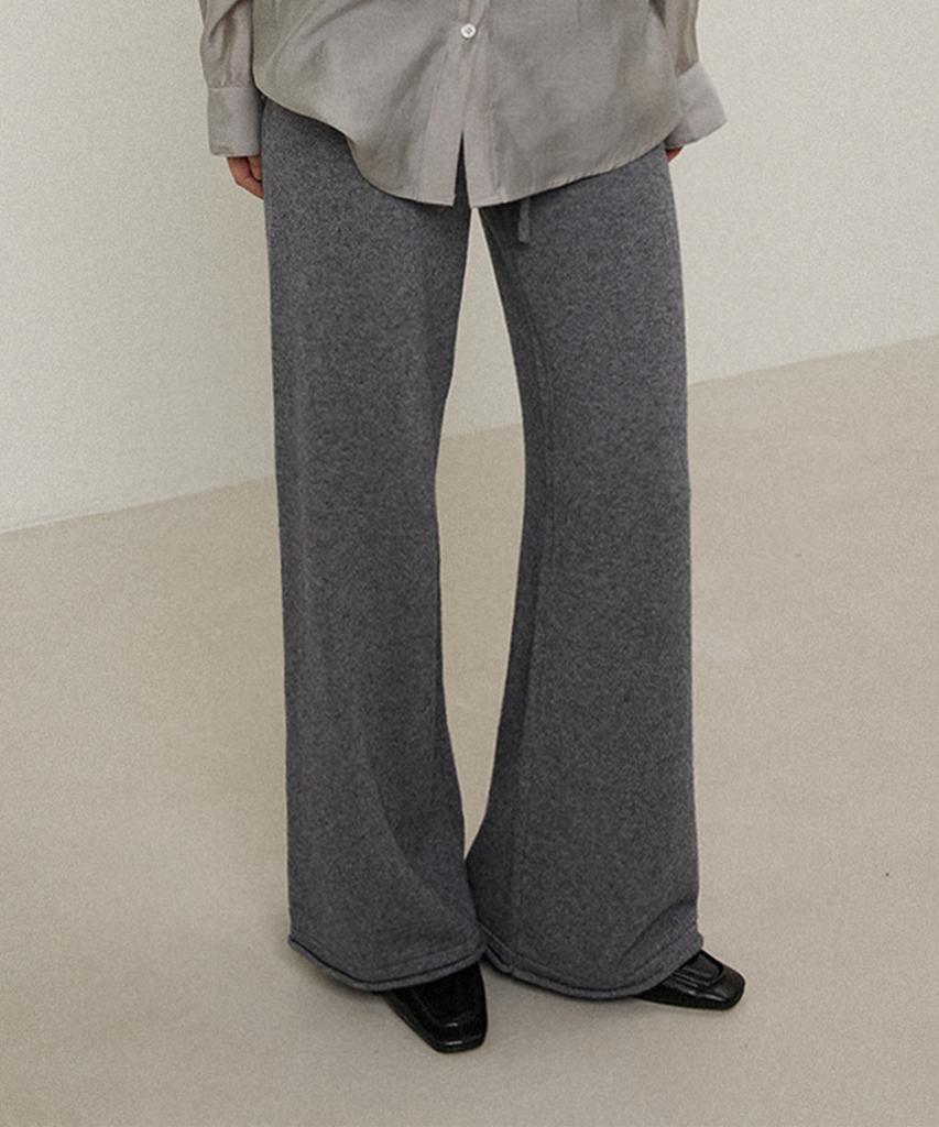 LMOOD WOMEN Pinter Wool Cotton Knit Wide Pants (2 Colors)