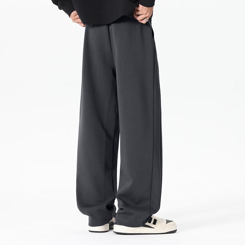 MINISO Men's Brushed Fleece Straight-Leg Casual Pants