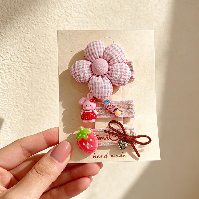 Pink 50-Piece Cute Hair Clip Set: Sweet Girly Japanese Cartoon Bangs Accessories
