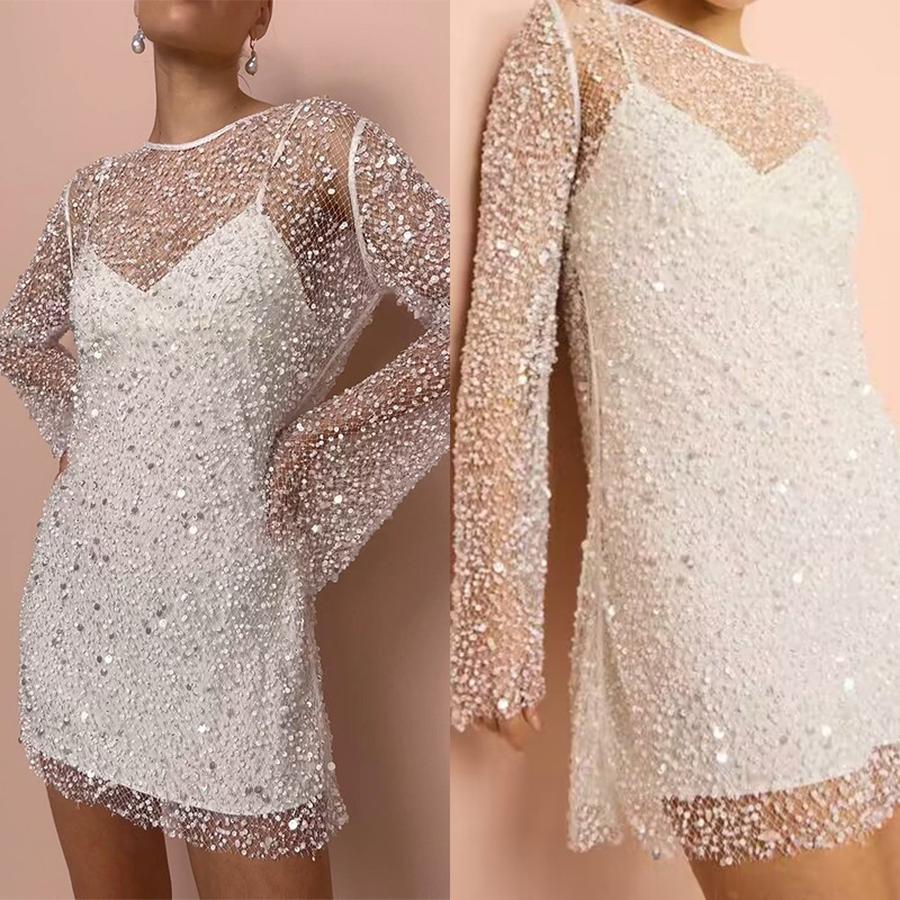 Damen Zweiteiliges Netz-Transparenz-Camikleid Set