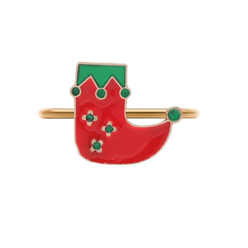 Christmas Napkin Ring Metal Xmas Bell Elk Napkin Holder Flower Wreath Rings Wedding Banquet Hotel Table Decoration Accessories