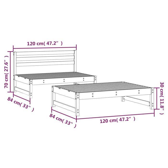 VidaXL Salon de Jardin 2 pcs, Sièges avec Repose-pieds, Ensemble de Meubles, Mobilier de Patio Terrasse, Marron Bois Massif 825728