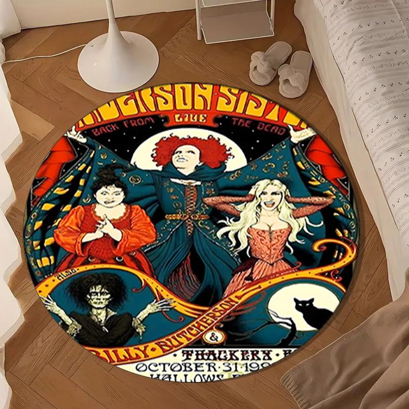 Halloween Horror Witch Round Mat, Anti-slip Circle Carpet Chair Rug For livingroom,Bedroom, Doormat Home Decor Gift Christmas Gifts