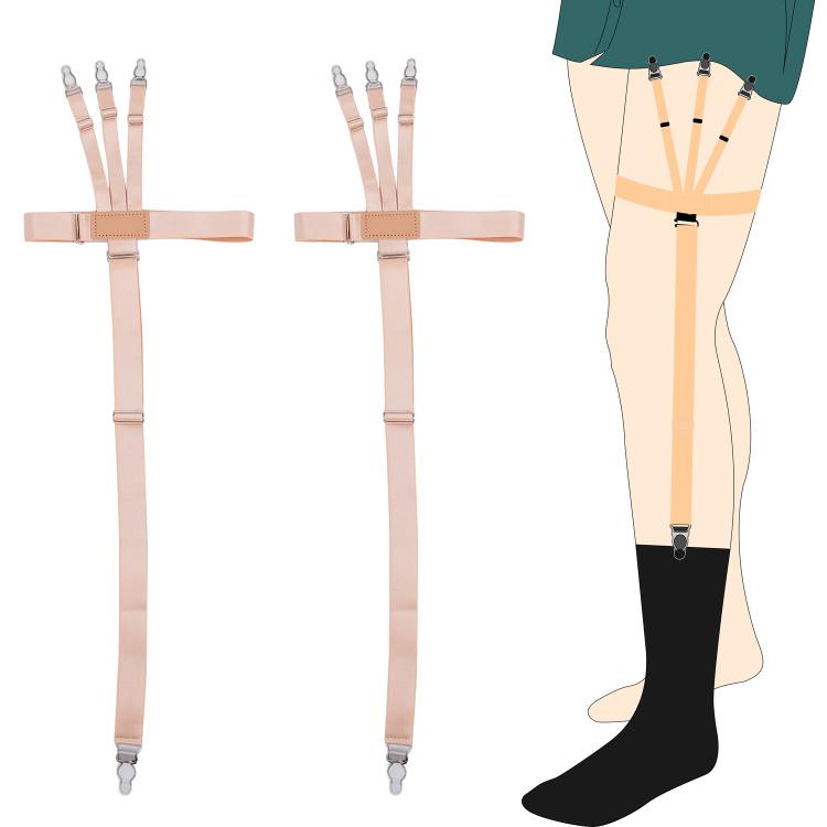 

Fashion Man s Garters Shirt Stays Skirt Holder Gentleman s Leg Suspenders Gourd Buckle Elastic Uniform Strap Shirt Garters бежевий