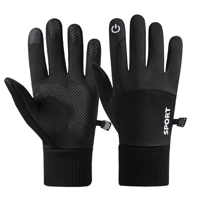 

Мужские зимние велосипедные перчатки: Теплый, ветрозащитный, нескользящий, совместимый с сенсорным экраном для езды на электромотоцикле One Size чёрный