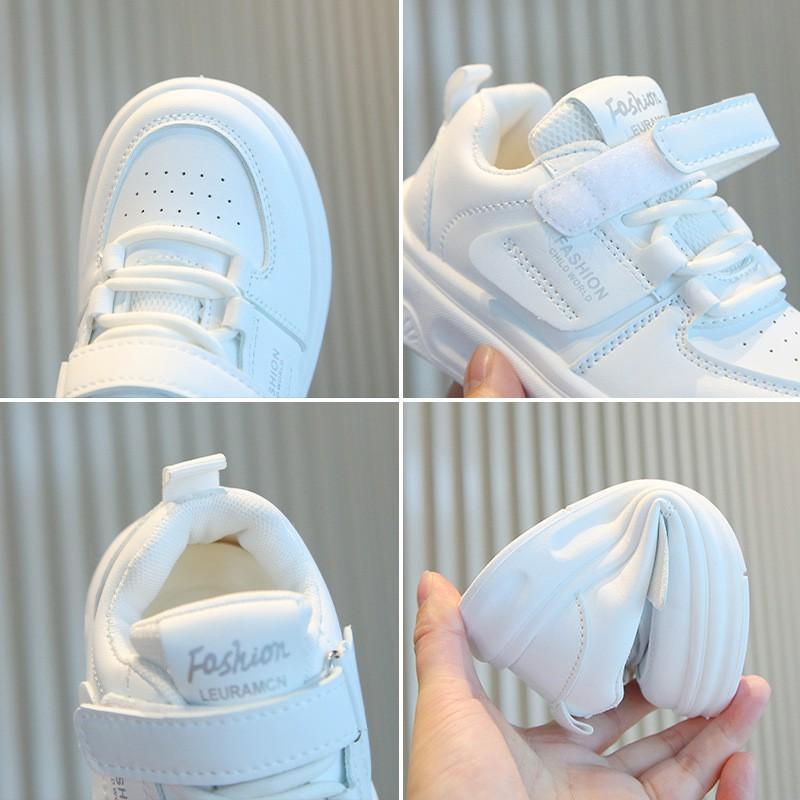 Kids White Sneakers Boys Girls Lightweight Soft Sole Casual Shoes With