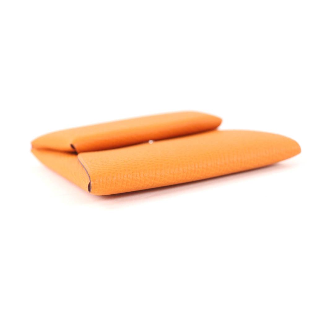 Pristine HERMES Coin case Bastia Orange Epsom Leather Women Used