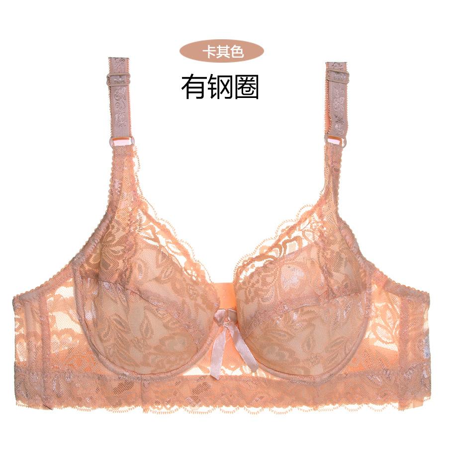 Underwear Full Lace Sexy Thin Cotton Large Cup Large Size Adjustment Bra Cover