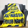 Name Custom Al-Nassr Print Flannel Blanket High Quality Warm Comfortable Cover for All Seasons Perfect for Gifts Home Decor