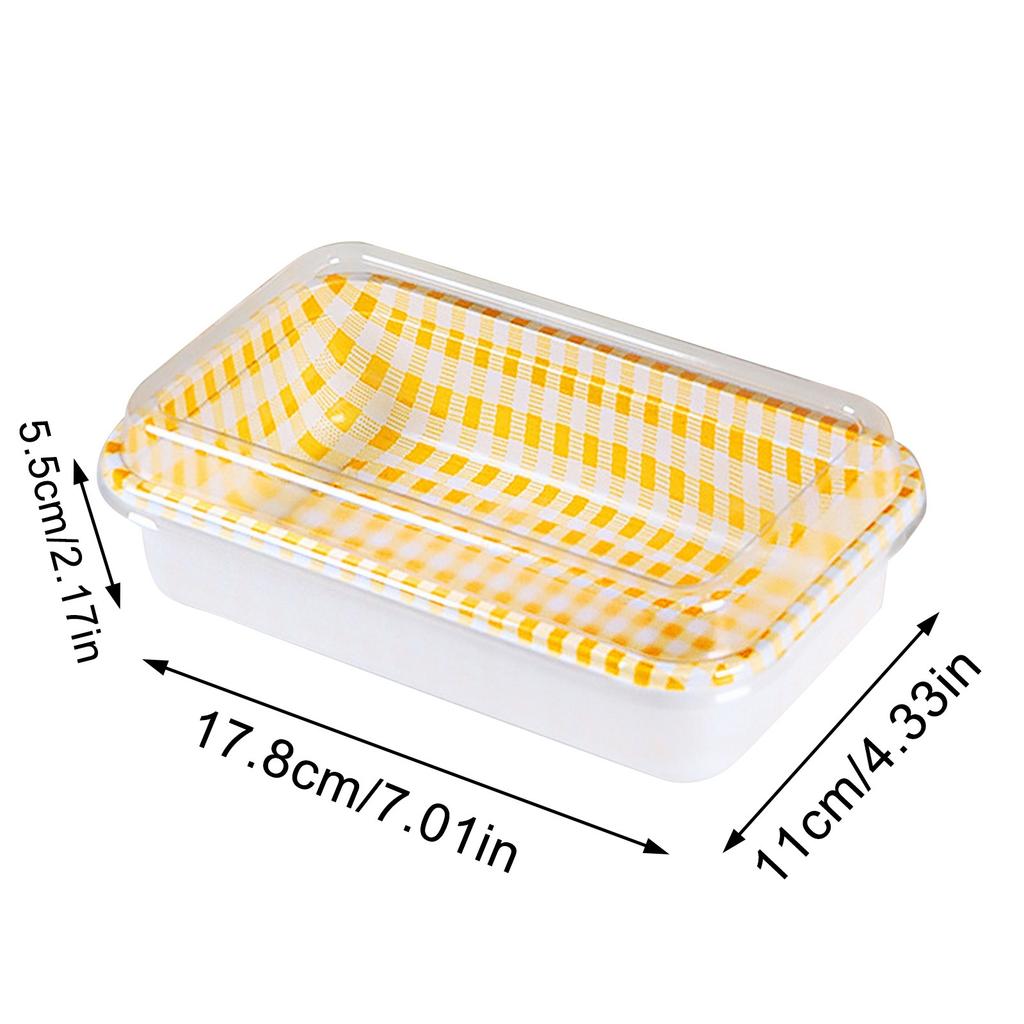 50Pcs INS Color Plaid Disposable Plastic Packing Box with Lid Homemade Cream Cake Package Box Picnic Sushi Bread Bento Box