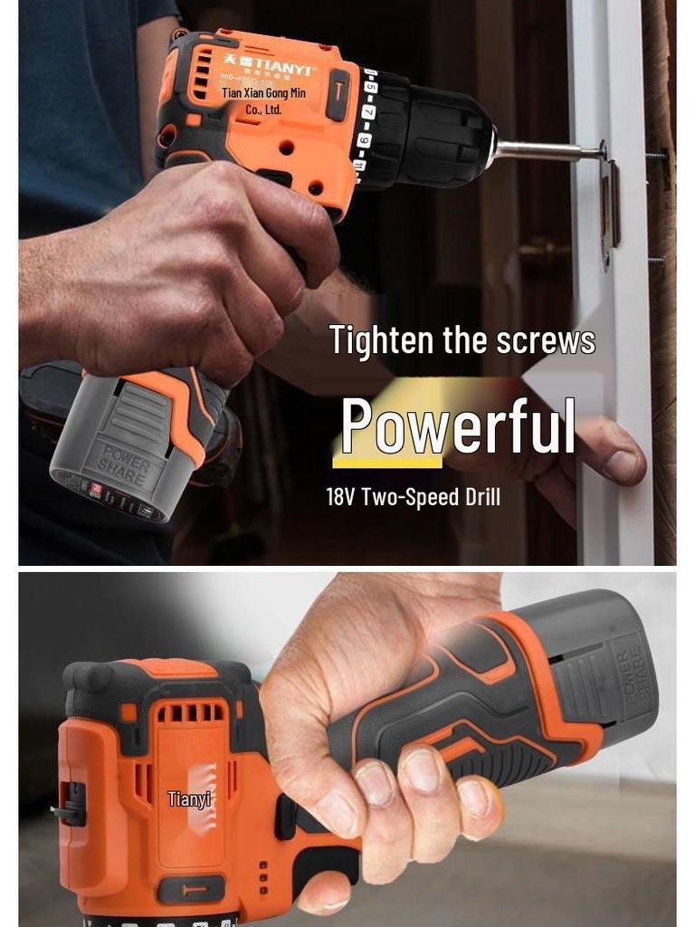 Compact Brushless High-Power Impact Drill with Rechargeable Lithium Battery for Household Use