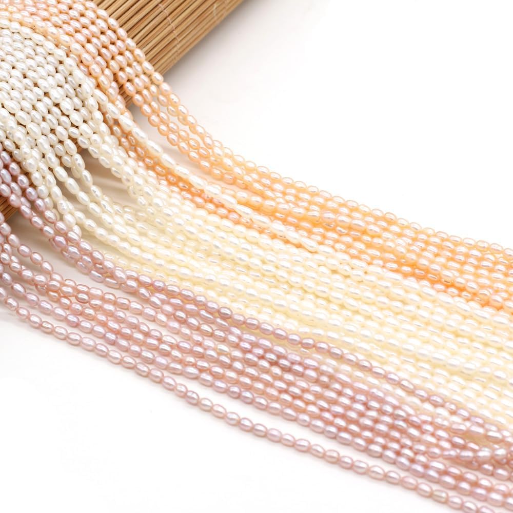 Natural Mini Pearl Beads Small Rice Shape Cultured Freshwater Pearl Bead String for Jewelry Making Women DIY Gift 2.5-3mm