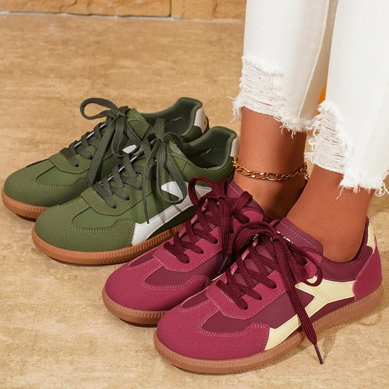 Spring and Autumn Women Flat Fashion Soft Sole Lace Up Walking Shoes Woman Lightweight Comfort Low Top Sneakers Zapatos De Mujer