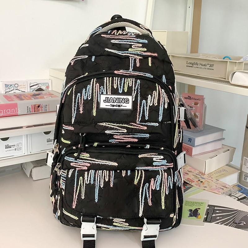 Children's Schoolbags Elementary School Girls Junior High School Students Cute Girl Striped Backpack