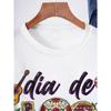 Women Round Neck Short Sleeve Creative Skull Pattern T-Shirt