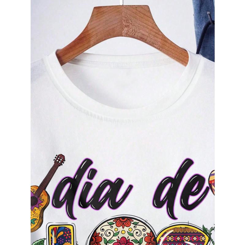 Women Round Neck Short Sleeve Creative Skull Pattern T-Shirt