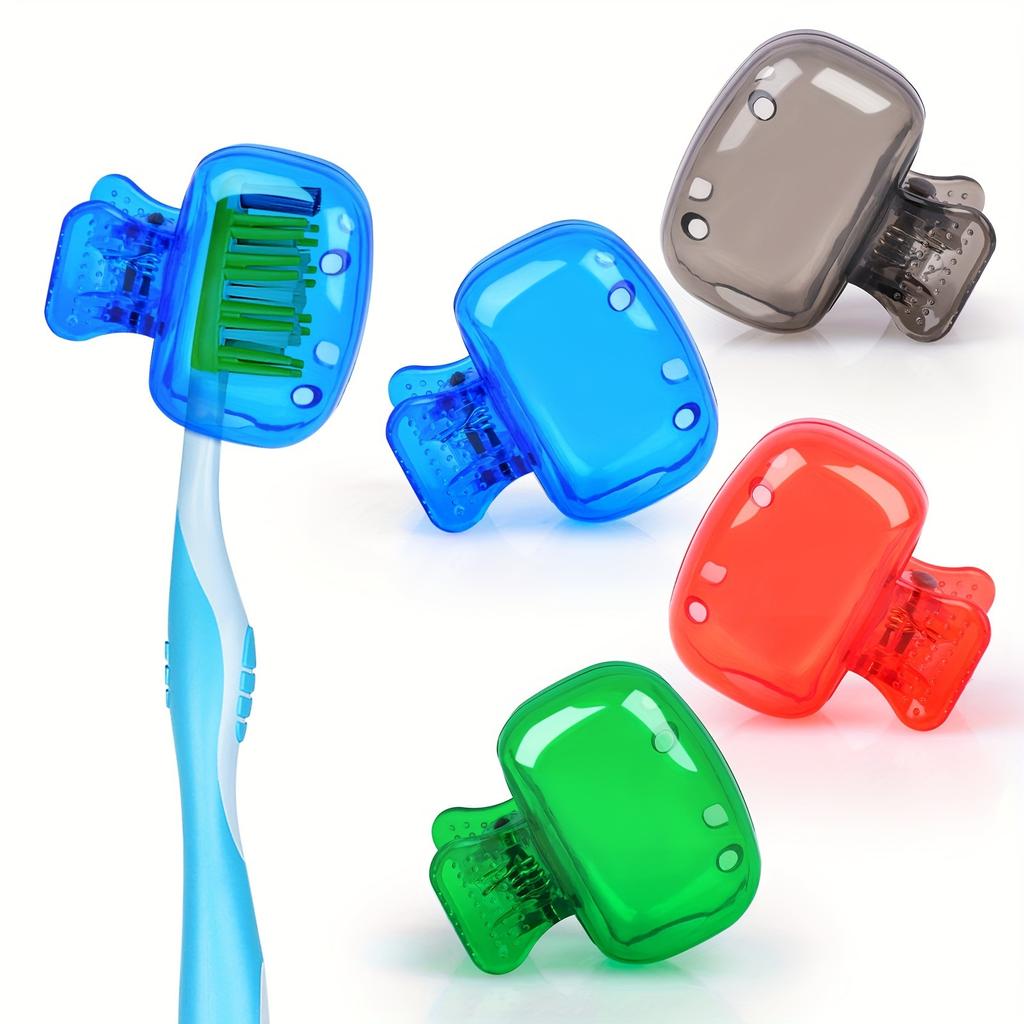 4pcs Toothbrush Head Covers with Hygienic Protector Case - Easy Open & Close,Snap-Fit Closure - for Home,Travel, Bathroom, Office - Keep Brushes Clean
