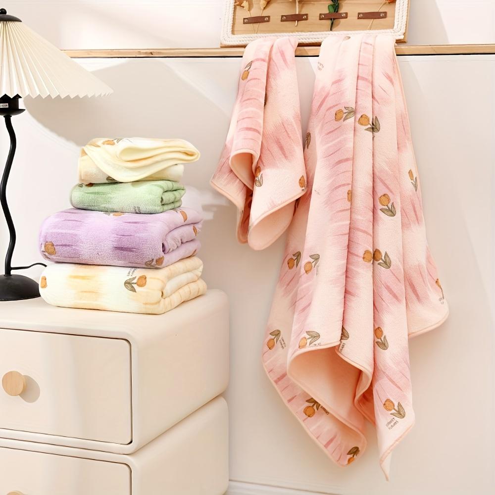 Floral Adult Bath Towel, Spring Ranunculus Bathroom Towel , Coral Absorbent Soft Full , Home Fingertip Towel