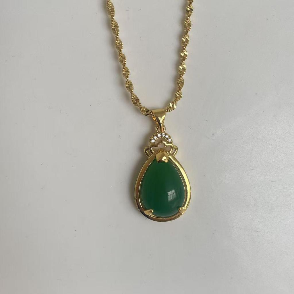 Ethnic Peacock Necklace: Brass Gold-Plated Double Wave with Ruby & Emerald Inlay - Perfect Gift for Mom
