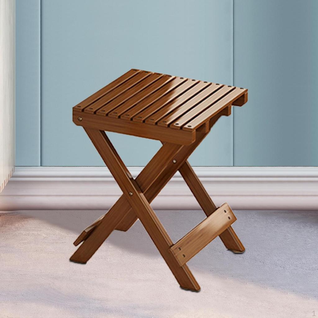 Bamboo Folding Stool Fishing Outdoor Foldable Camping Seat for Hiking