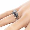 Prong-Set Pink Peach Heart Zircon Ring with Teardrop Diamond for Women