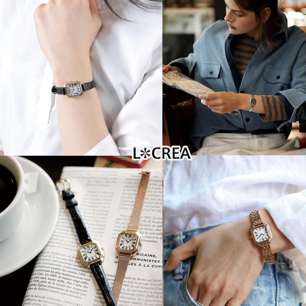 Solar Watch Ladies Made in Japan LeClair Genuine Lizard Leather [LCREA] (CARRE/Pink Gold, Belt/LC2004-PGTBK)