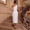 New European and American Style White Lace Dress Temperament Elegant Air Layer Dinner Party Evening Dress Cross-border