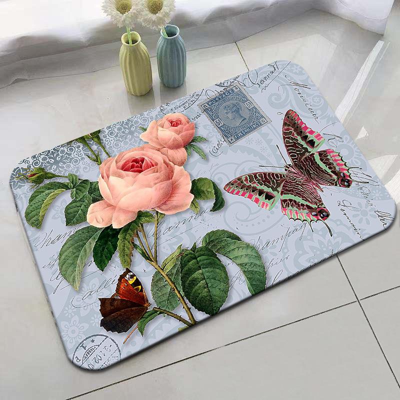 Retro Rural Style Floor Mat Entrance Mat Bathroom Door Mat Absorbent Carpet Living Room Coffee Table Mat