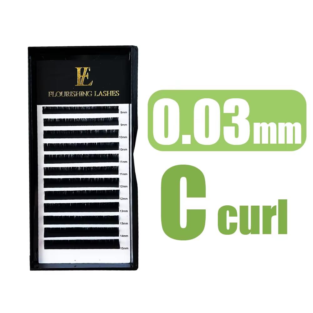 0.03mm C D Curl 8-18mm Matte Black Russian Volume Cashmere Lash Easy Pinch Fan Private Label Individual Eyelash Extension 8 mm