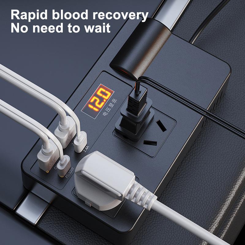 Auto-Wechselrichter 200W DC 12V/24V zu AC 220V Konverter Ein/Aus-Schalter QC 3.0 USB/PD/Type-C Ladegeräte Netzteil Spannungserkennung