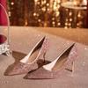 Glänzende Glitzer Pailletten Stiletto High Heels Weiblichkeit Hochzeitskleid Vielseitig Sexy Neu