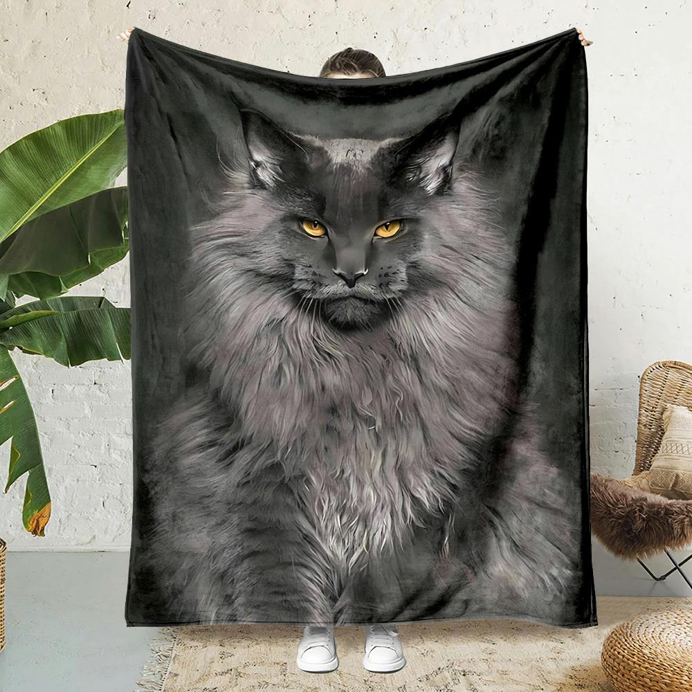 

Cute black cat pattern Flannel printed blanket suitable for all seasons suitable for living room office sofa and travel 75x100cm (30x40inch)