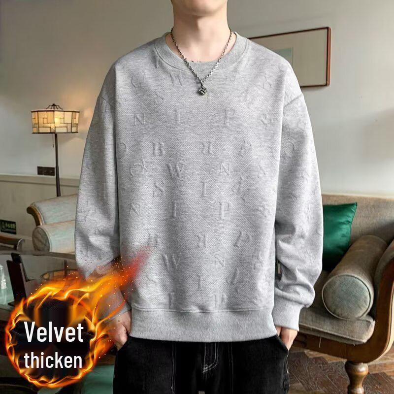Men s Fleece-Lined Casual Hoodie: Warm, Loose, Plus Size, Comfortable Autumn/Winter Pullover 2XL