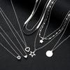 9 Pcs Simple Choker Necklaces for Women Fashion Love Heart Star Pendant Layered Necklace Jewelry Gift European and American