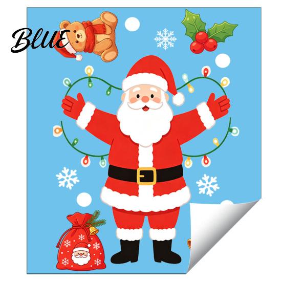 Durable PVC Window Film for Holidays Santa Claus Christmas Static Clings Glass Stickers with Snowflake Bear Decorative Bathroom Bell Patterns,