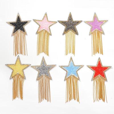 Parche de Tela con Borla Colorida con Diseño de Estrella de Diamante y Adhesivo Termofusible