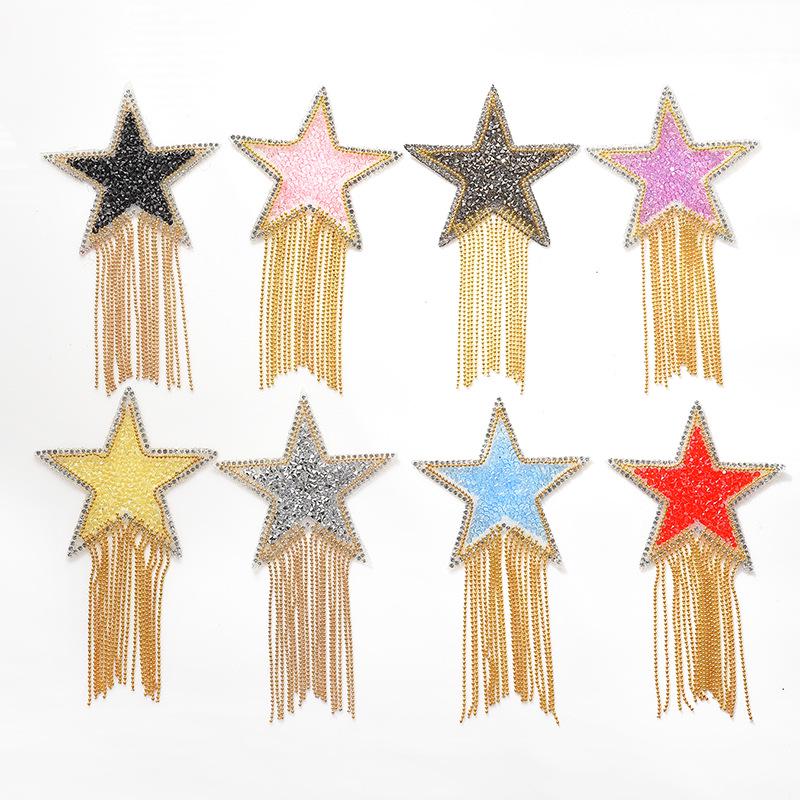 

Colorful Tassel Cloth Patch with Diamond Star Design and Hot Melt Adhesive