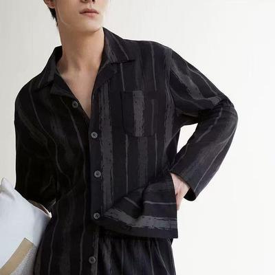 Herren Plus Size Reines Baumwoll-Langarm-Pyjama-Set für Frühling, Herbst und Winter
