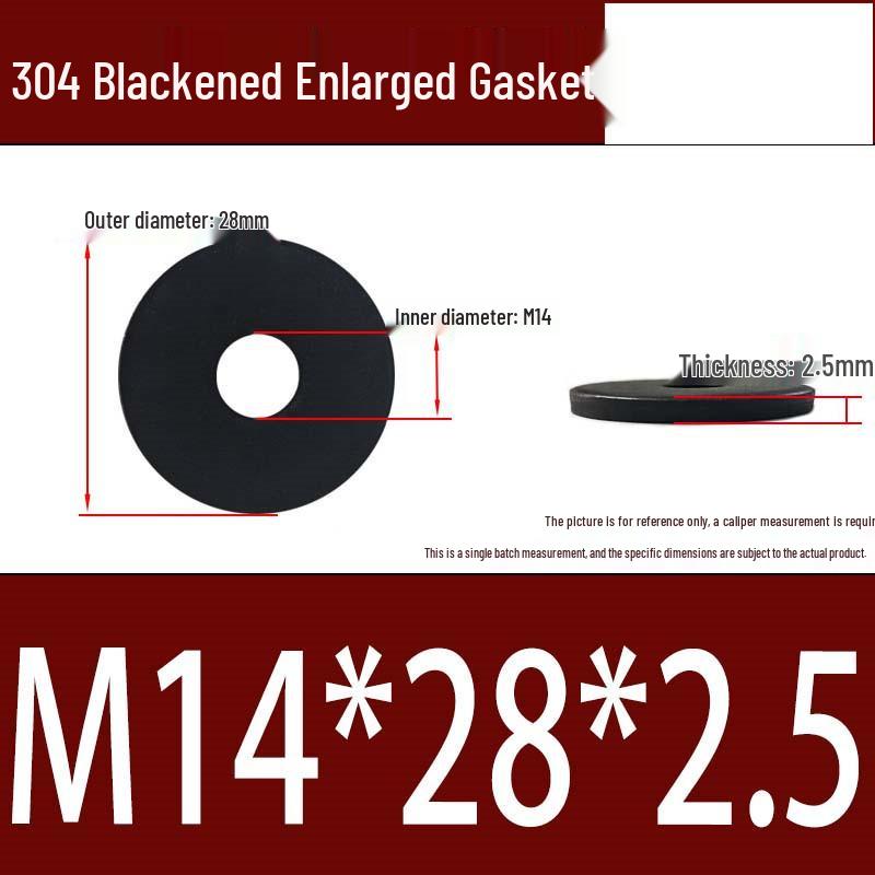 Large Black 304 Stainless Steel Ultra-Thin Oversized Flat Washer, Zinc-Plated