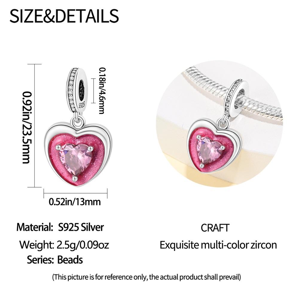Charms Copperpink Love Stone Pendant Beads Fit Charms Plataoriginal Bracelet Beads Women Jewellery Making