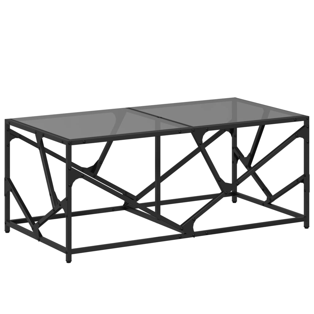 Coffee Table with Glass Top Black 98.5 X 50 X 41 Cm Steel