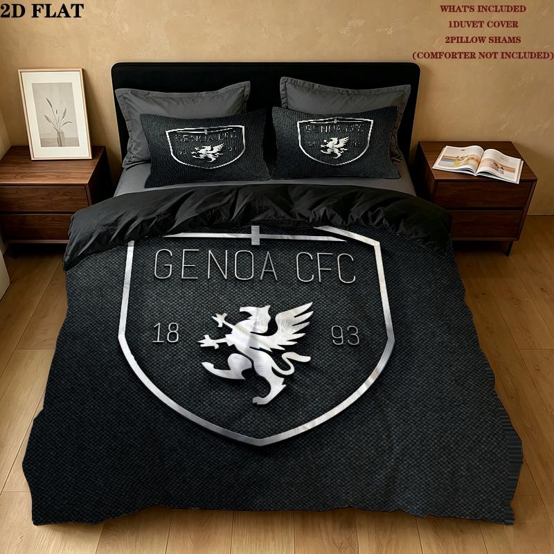Genoa CFC Pattern Bedding Home Decoration Birthday Gift ( 1 duvet cover + 2 pillowcase, without core),fan merchandise.