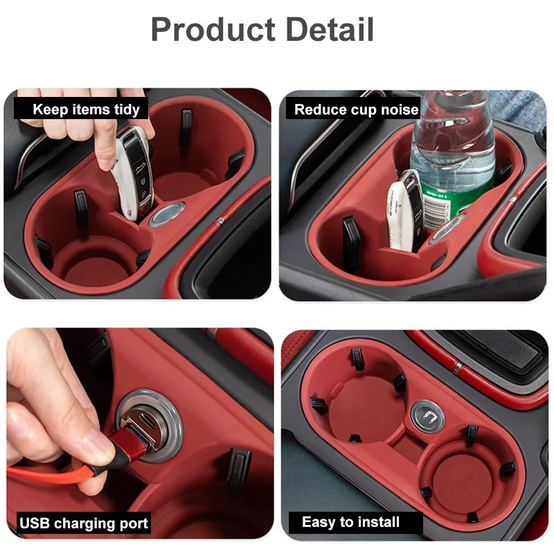 Car Cup Holder For Porsche Macan Cayenne Center Console Bottle Holder Insert Anti Slip Drink Storage Organizer Auto Accessories