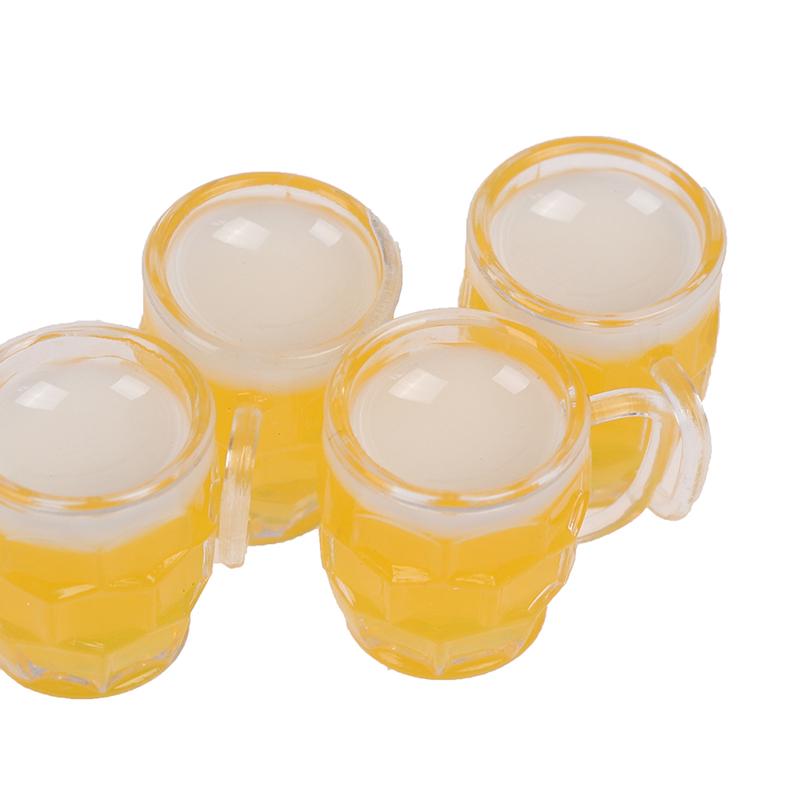 4Pcs 1:12 Dollhouse Miniature Beer Glass Resin Small Cup Model Doll House Decor