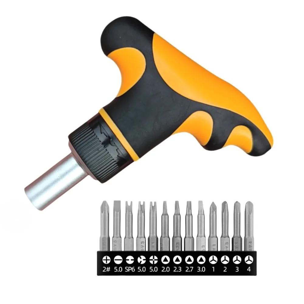 Cacciavite a cricchetto a T a 72 denti Cacciavite a croce a fiore di prugno Esagonale Strumenti di riparazione fai-da-te Cacciavite Set di bussole