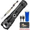 XHP50 High Power Rechargeable LED Tactical Flashlight Aluminum Alloy Telescopic Zoom Torch Lamp for Outdoor Camping Fishing