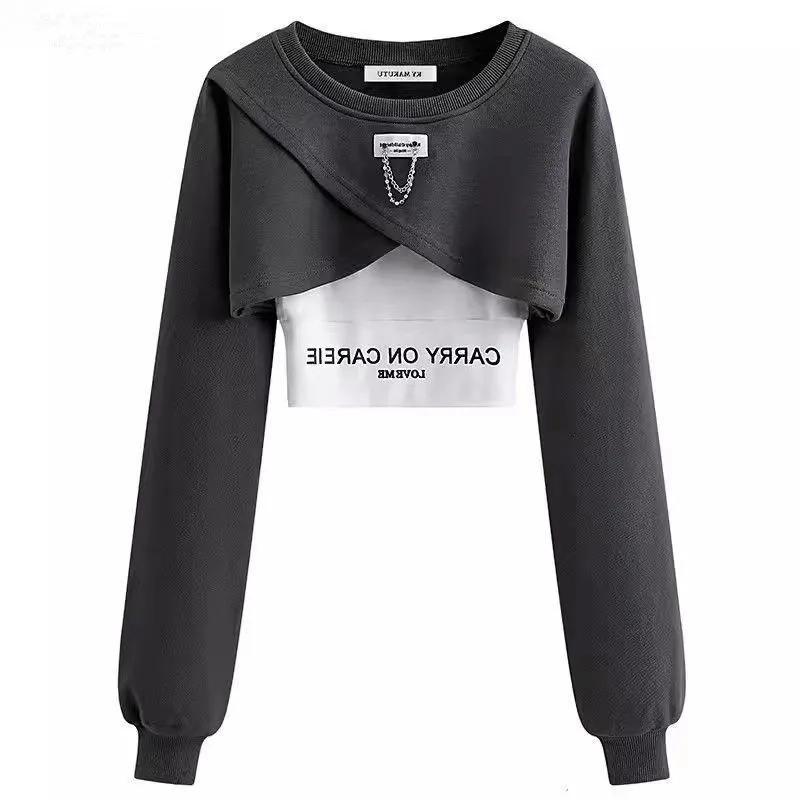 Damenmode Frühling Herbst Dreiteiliges Set Koreanischer Herbst Langarm T-Shirt Lässiges Sportbekleidungsset für Damen