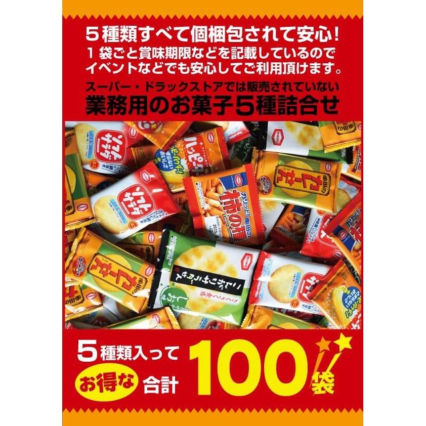 5 tipi 100 sacchetti mini senbei confezionati singolarmente set assortito 20 per tipo pezzi totali.