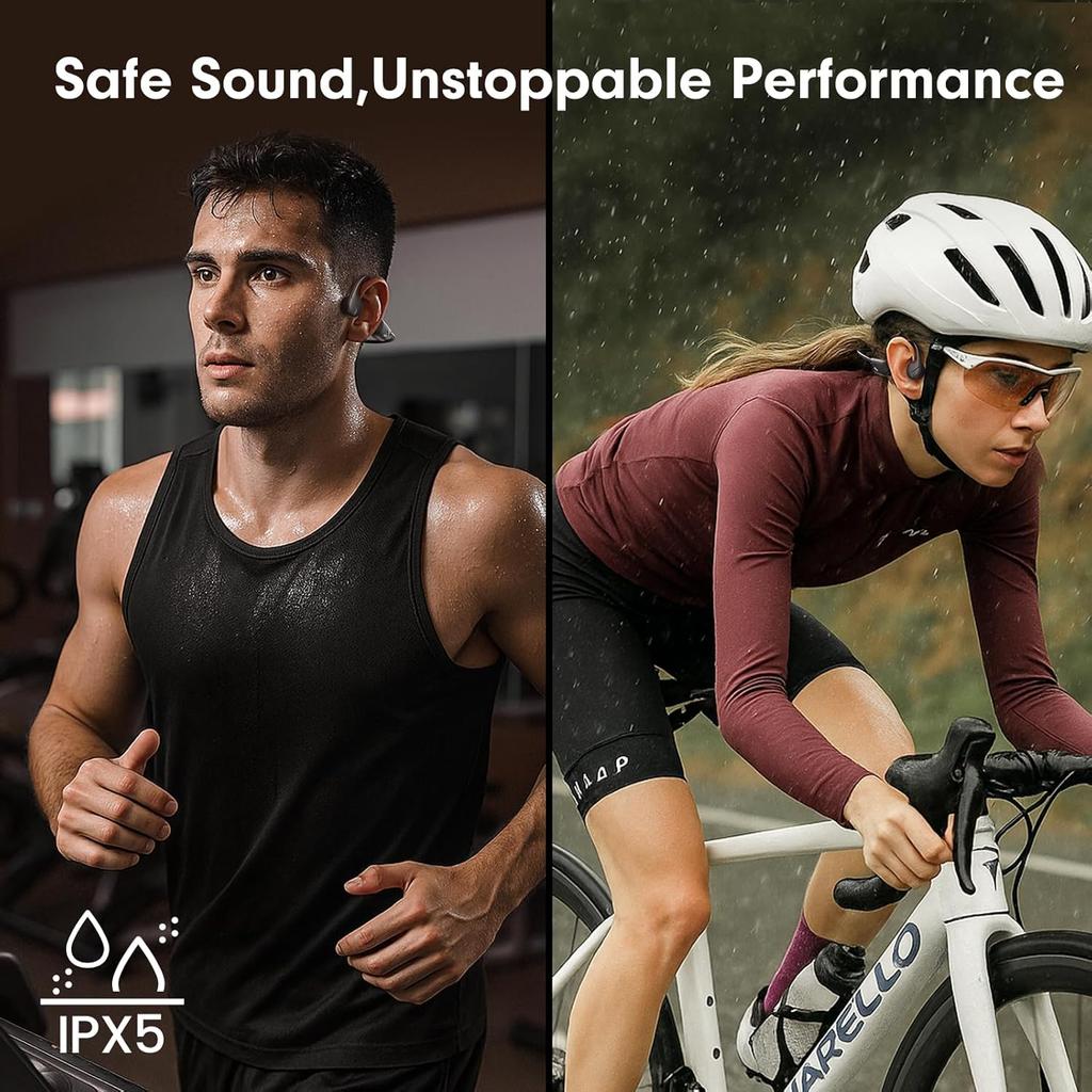 Bone Conduction Headphones,Open Ear Headphones Bluetooth 5.4 with Mic,10H Playtime,Bone Conduction Earbuds IPX5 Waterproof,Sports Headphonefor