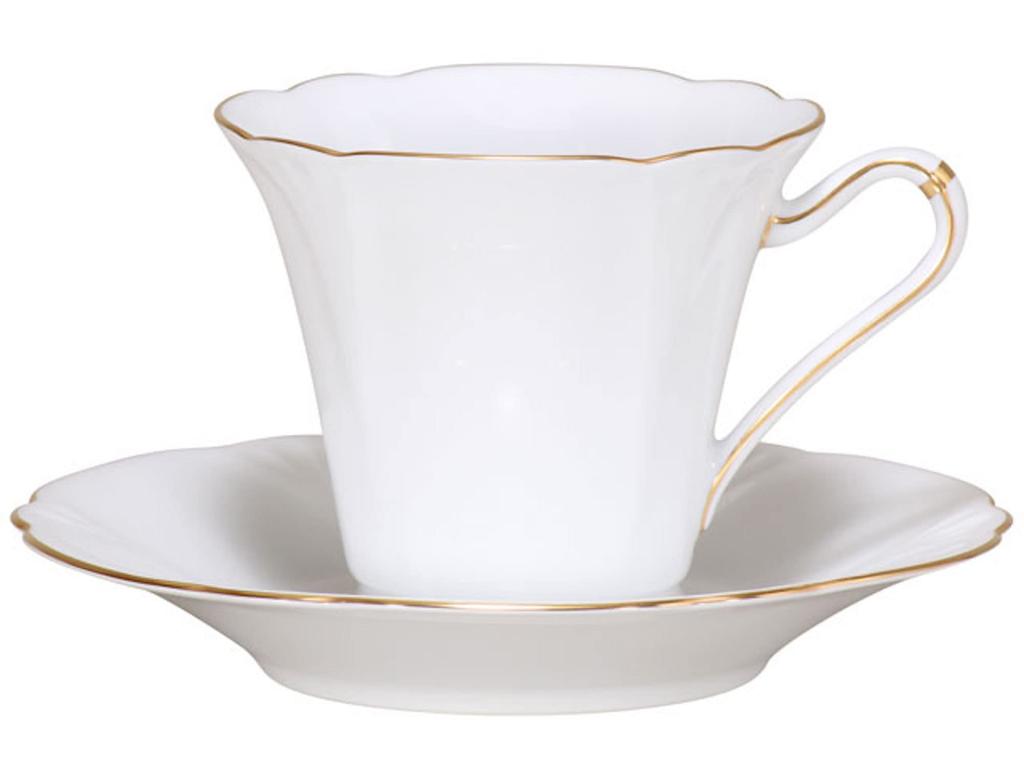 Okura Art Pottery Gold Line Coffee Cup & Saucer, Coffee/Tea, Made in Japan, 80C/1001